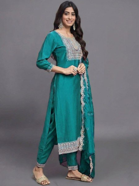 Premium Quality Teal Green Daily Wear Cotton Kurti Set for Resellers and Retailers Plus Size Kurti / Gown