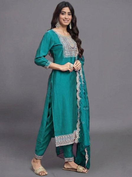 Premium Quality Teal Green Daily Wear Cotton Kurti Set for Resellers and Retailers Plus Size Kurti / Gown