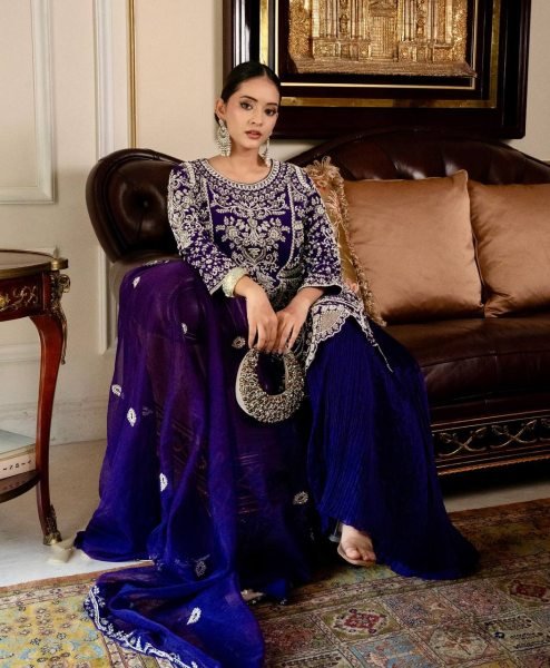 Premium Georgette Sequin Kurti Palazzo Set Full Heavy Party Wear Suit by Royal Export, Surat Ready To Wear Collection