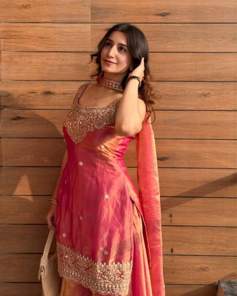 Premium Rust Peach Embroidered Sharara Suit with Dupatta for Wedding Functions Ready To Wear Collection