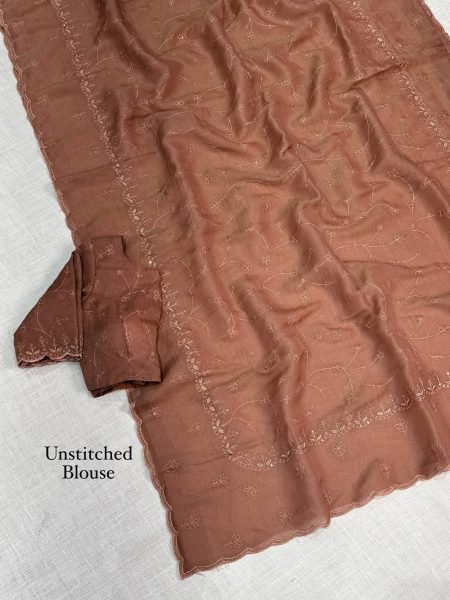 Premium Rust Status Silk Saree with Self Zari and Sequin Work For Wedding Wear Silk Sarees Wholesale