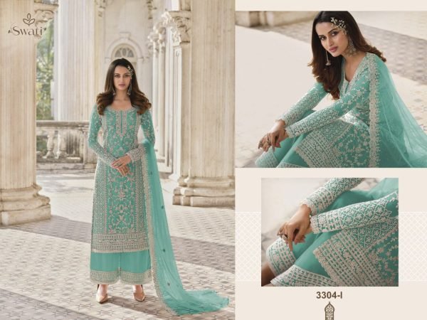 Premium Sea Green Unstitch Butterfly Net Embroidery Pakistani Suit for Wholesale Supplier Embroidery Suits Wholesale