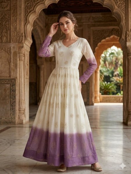 Premium Sequins Work Long Ethnic Gown for Wedding and Reception Wear  Kurtis