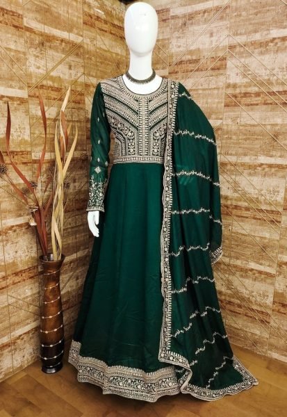 Premium Silk With Sequence Embroidery Work Anarkali Gown   Dupatta Ready To Wear Collection