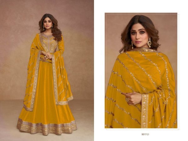 Premium Silk With Sequence Embroidery Work Anarkali Gown   Dupatta Ready To Wear Collection