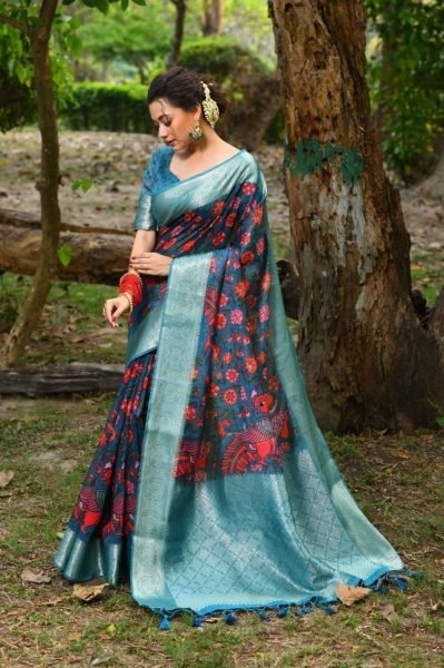 Premium Soft Chanderi Saree With All Over Traditional Kalamkari Print Designer Wedding Sarees Wholesale