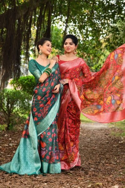 Premium Soft Chanderi Saree With All Over Traditional Kalamkari Print Designer Wedding Sarees Wholesale