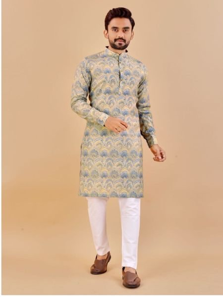 Premium Soft Cotton Foil Print Kurta Pajama 