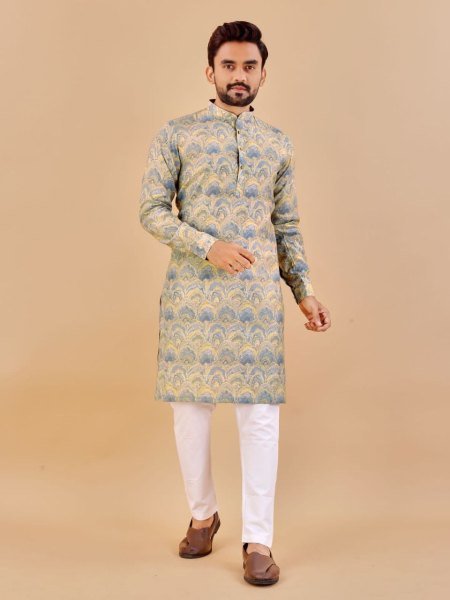 Premium Soft Cotton Foil Print Kurta Pajama Kurta Pajama Wholesale