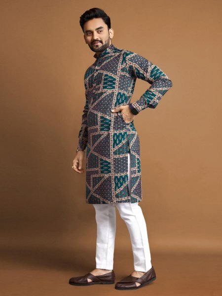Premium Soft Cotton Foil Printed Mens Kurta Pajama for Festival Collection Kurta Pajama Wholesale