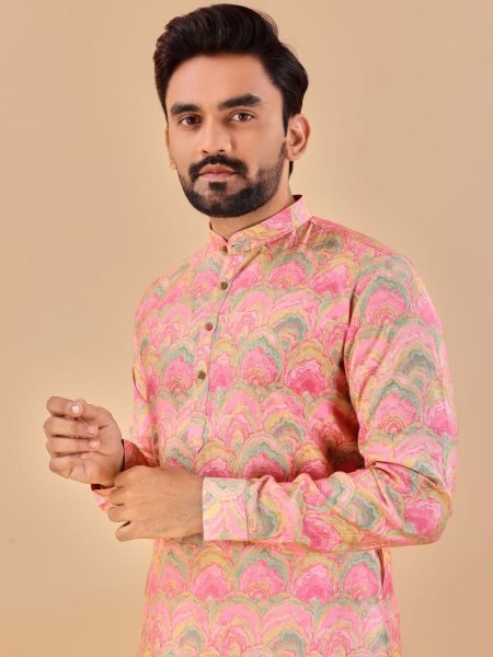 Premium Soft Cotton Foil Print Kurta Pajama Kurta Pajama Wholesale