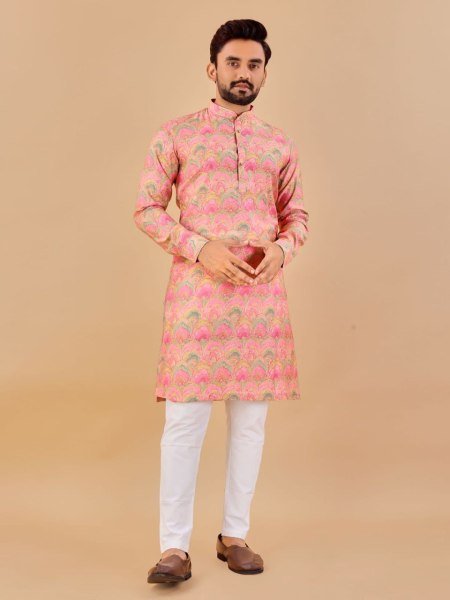 Premium Soft Cotton Foil Print Kurta Pajama Kurta Pajama Wholesale