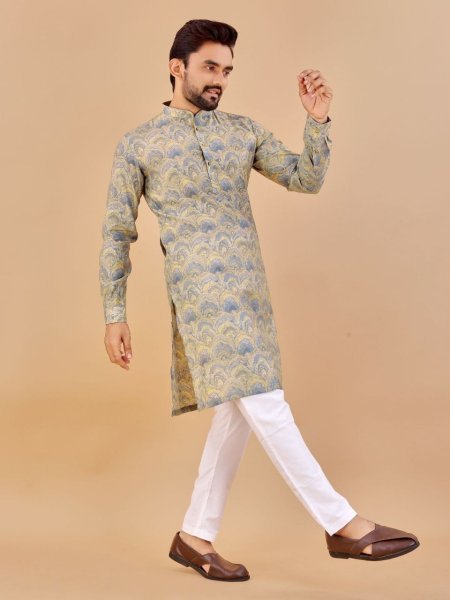 Premium Soft Cotton Foil Print Kurta Pajama Kurta Pajama Wholesale