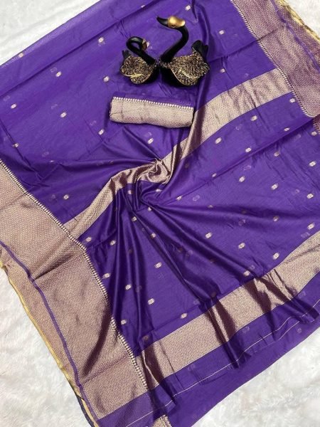 Premium Soft Lilan Cotton Saree Set with Rich Woven Blouse Perfect for Graceful Looks Cotton Sarees Wholesale