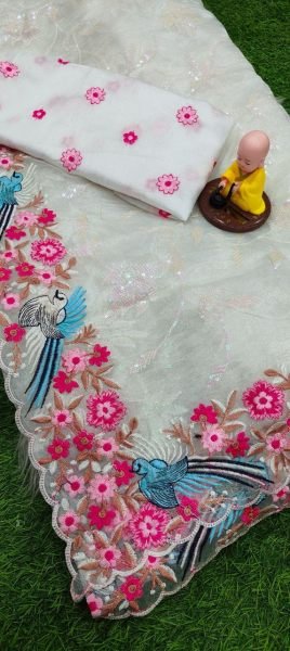 Premium Soft Organza Saree Collection Multi Thread Sequin Embroidery Work in 5 Stunning Shades Organza Sarees Wholesale