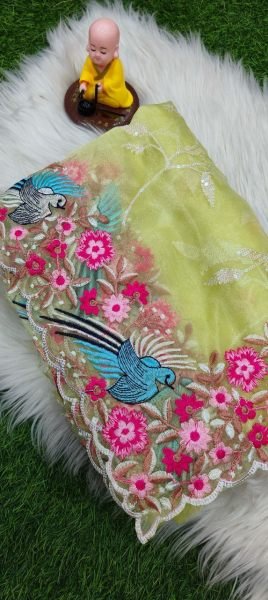 Premium Soft Organza Saree Collection Multi Thread Sequin Embroidery Work in 5 Stunning Shades Organza Sarees Wholesale