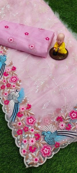 Premium Soft Organza Saree Collection Multi Thread Sequin Embroidery Work in 5 Stunning Shades Organza Sarees Wholesale