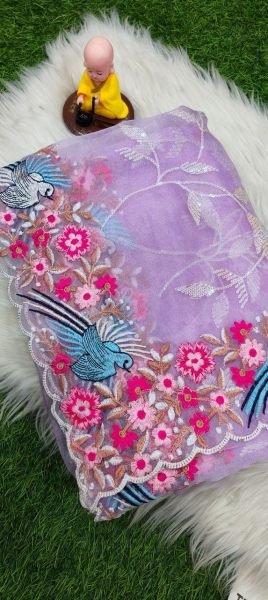 Premium Soft Organza Saree Collection Multi Thread Sequin Embroidery Work in 5 Stunning Shades Organza Sarees Wholesale