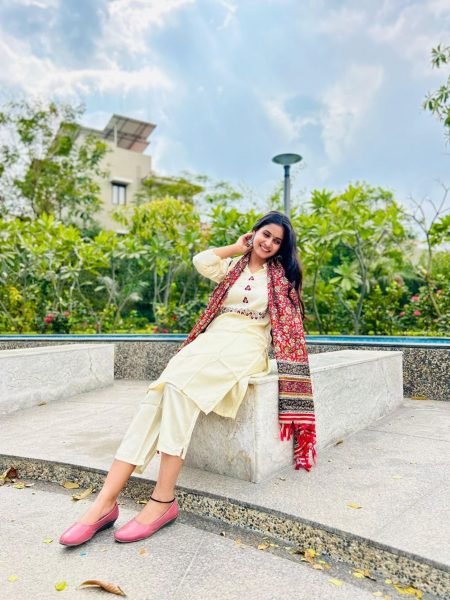 Premium south silk kurti  having embroidery on neck with pant  & beautiful printed Dupatta with zalar Kurti Set 3 Piece Kurti Set