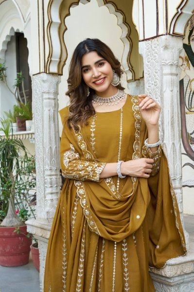Premium Star Georgette Sequin Embroidery Gown with Dupatta Perfect for Diwali Special Offer Diwali Collection