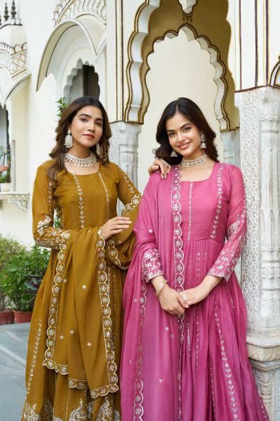 Premium Star Georgette Sequin Embroidery Gown with Dupatta Perfect for Diwali Special Offer Diwali Collection