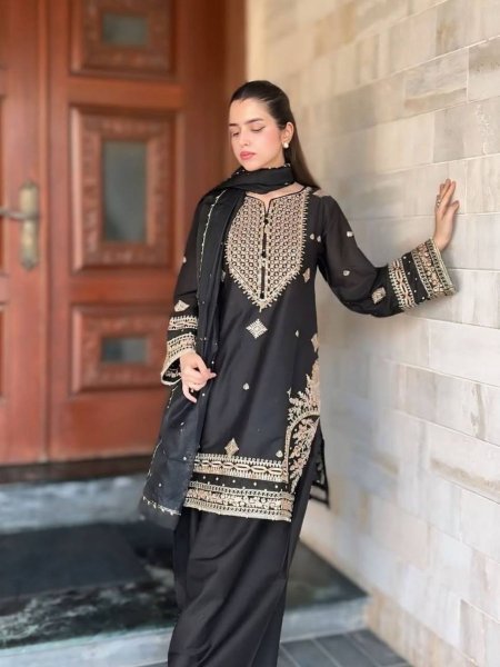 premium stitched black sharara suit festive wear outfit for women Ready To Wear Suit