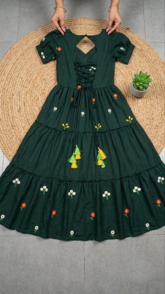 Premium Vichitra Silk Dress with Tassel Back Design Western Ladies Top Wholesale