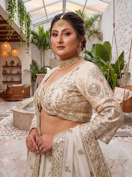 Premium White Chinon Silk Lehenga Set for Weddings and Festive Occasions Bridal Lehenga Choli