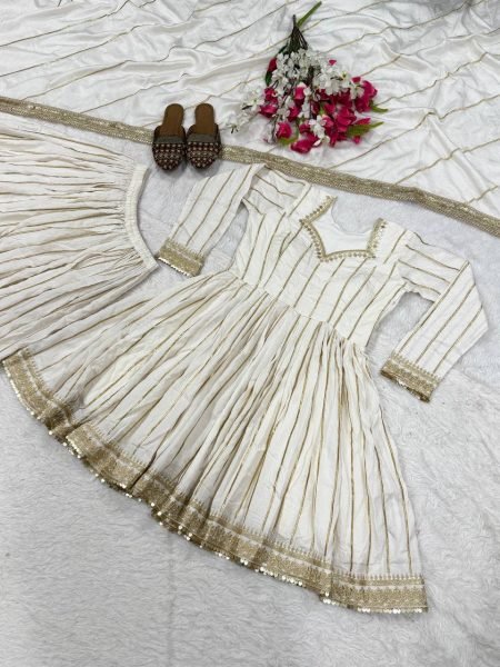 Premium White CP Vichitra Silk Sharara Set with Lace Border Dupatta For Wedding Special  Ready To Wear Collection