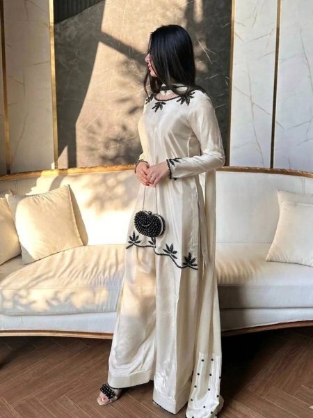 Premium White Embroidered Farshi Suit for Wedding and Festive Wear Ready To Wear Suit