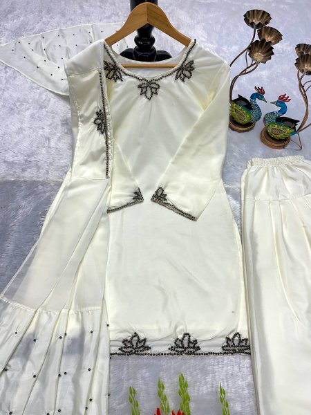 Premium White Embroidered Farshi Suit for Wedding and Festive Wear Ready To Wear Collection