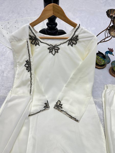 Premium White Embroidered Farshi Suit for Wedding and Festive Wear Ready To Wear Collection