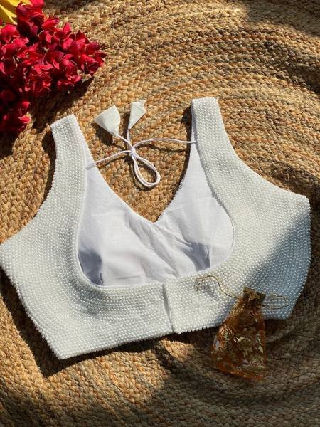 Premium White Handcrafted Pearl Moti Blouse - Wholesale Available  Blouse Collection