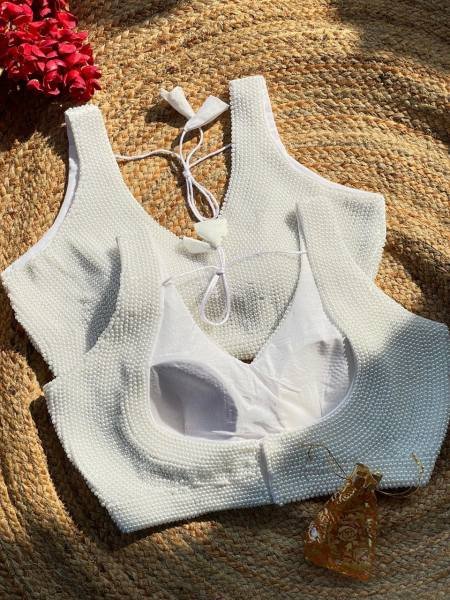 Premium White Handcrafted Pearl Moti Blouse - Wholesale Available  Blouse Collection