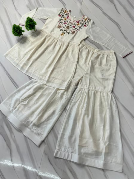 Premium White Silk Outfit with Fancy Neck Design for Festive Wear CO ORD Sets