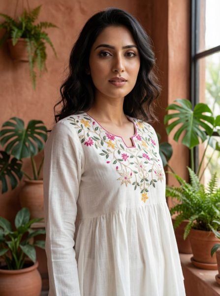 Premium White Silk Outfit with Fancy Neck Design for Festive Wear CO ORD Sets