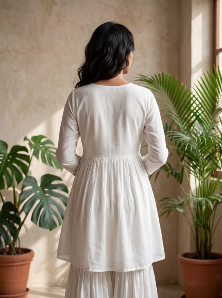 Premium White Silk Outfit with Fancy Neck Design for Festive Wear CO ORD Sets