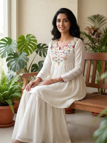Premium White Silk Outfit with Fancy Neck Design for Festive Wear CO ORD Sets