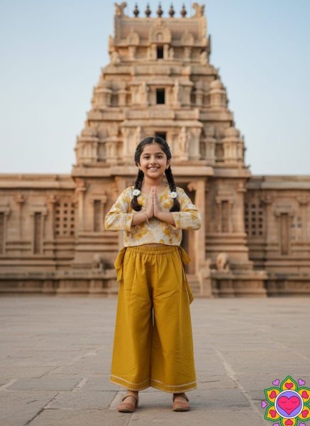 Premium Yellow Floral Printed Kids Kurti Plazzo Set For Casual Wear Girls Wear