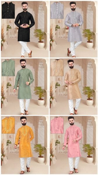 Presenting Men s Traditional wear mirror work  Kurta pant Kurta Pajama Wholesale