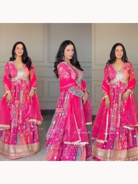 Presenting New Aliya Cut Gown  Pent  Dupatta Set Fully Stitched Ready To Wear Ready To Wear Collection