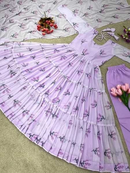 Presenting New Anarkali Faux Georgette Gown With Digital Print Anarkali Collection  Ready To Wear Collection