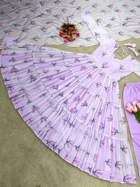 Presenting New Anarkali Faux Georgette Gown With Digital Print Anarkali Collection  Ready To Wear Collection