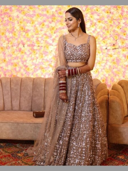 Presenting New Beautiful Net Fabric Golden Color Latest Lehenga Collection   Designer Lehenga Choli