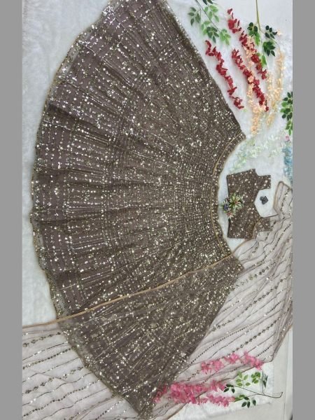 Presenting New Beautiful Net Fabric Golden Color Latest Lehenga Collection   Designer Lehenga Choli