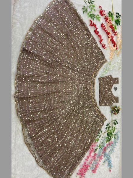 Presenting New Beautiful Net Fabric Golden Color Latest Lehenga Collection   Designer Lehenga Choli