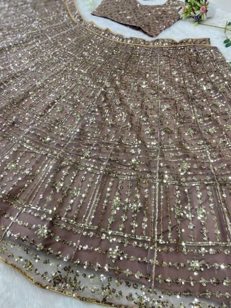 Presenting New Beautiful Net Fabric Golden Color Latest Lehenga Collection   Designer Lehenga Choli