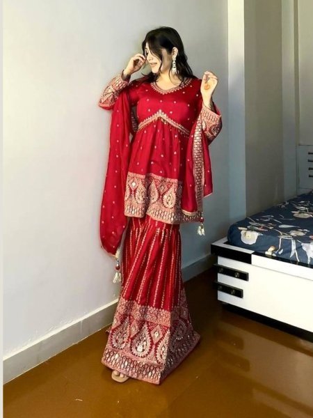 Presenting New Pure Heavy Faux Georgette Sharara Suits  
