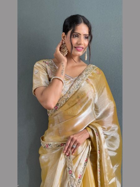 Presenting Premium Burberry Silk Embellished With Beautiful Handwork Border Silk Sarees Wholesale