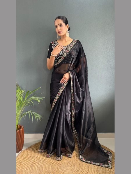 Presenting Premium Burberry Silk Embellished With Beautiful Handwork Border Silk Sarees Wholesale